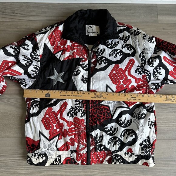 Vintage Head‎ Women's Windbreaker Tennis Jacket Black Red White Fully Lined Sz M - Picture 4 of 12